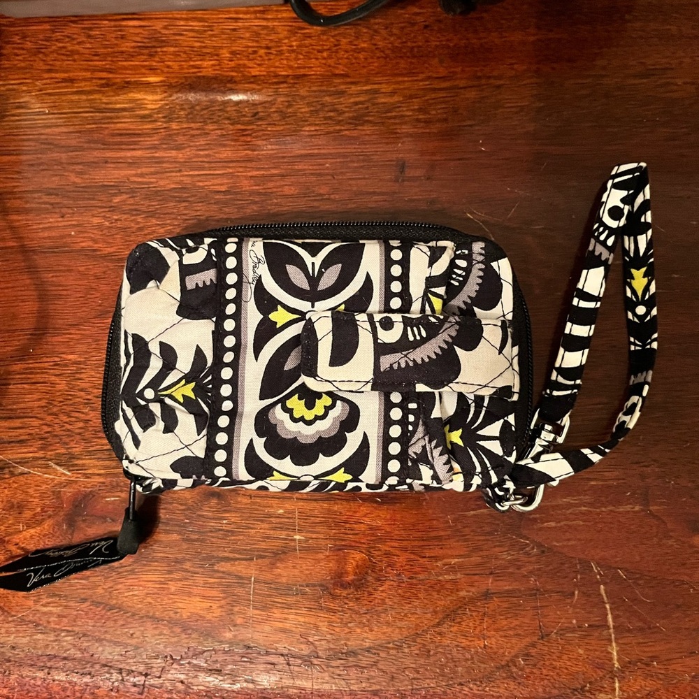 Vera Bradley Black and Yellow Floral Wristlet
